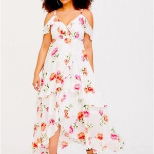 Brand new Torrid White floral flounce Challis Maxi dress